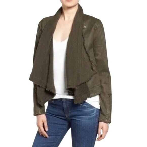 Free People Coated Denim & Sweater Zip Cuff Multi Styled Moto Jacket - Picture 6 of 9